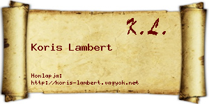 Koris Lambert névjegykártya
